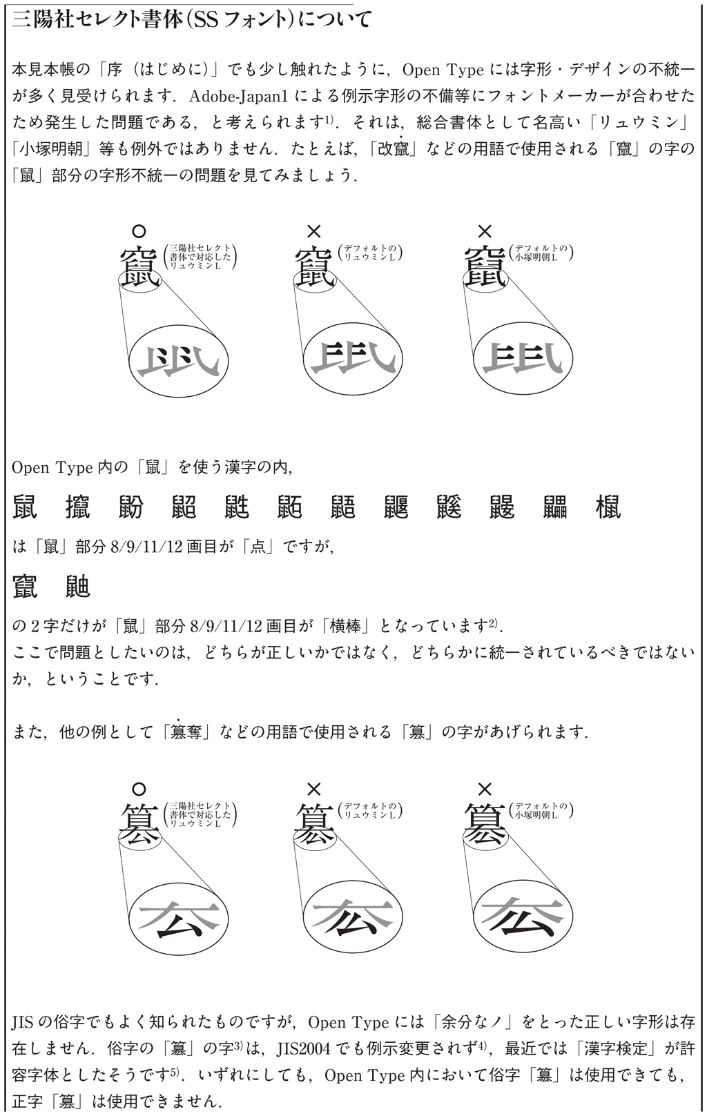 三陽社セレクト書体について（1）